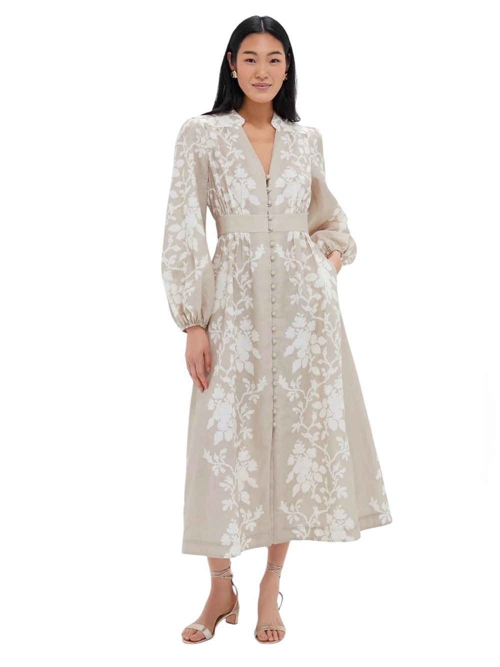 Tuckernuck Sand Floral Stripe Serena Dress XXL